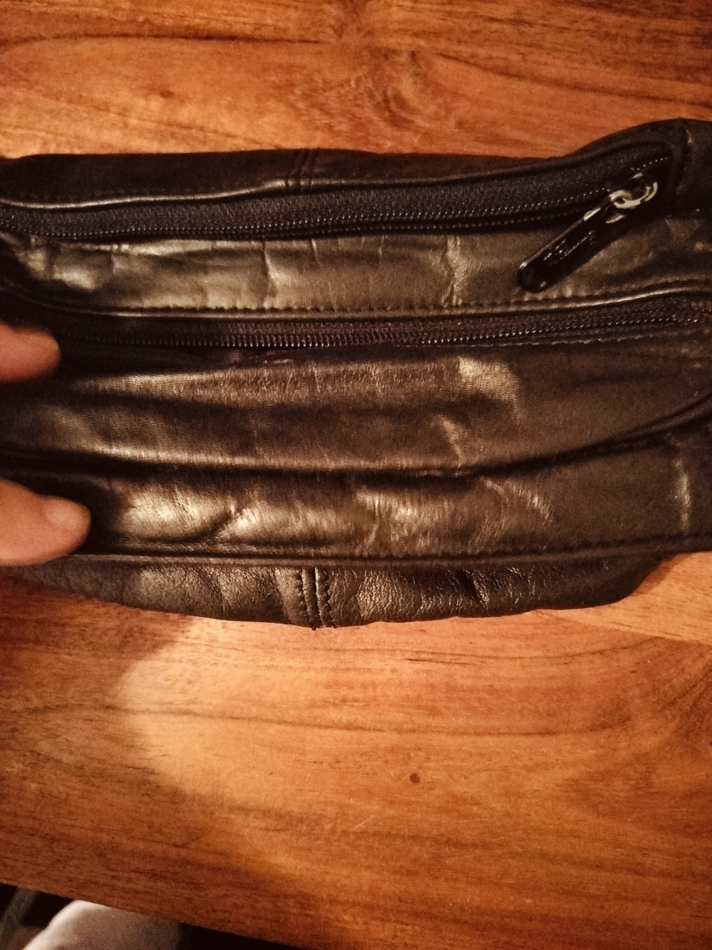 Men's Black Leather Waist Bag